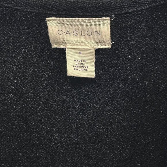 Caslon Black Merino Wool Blend Longline Hooded Cardigan Sweater M - Picture 6 of 9